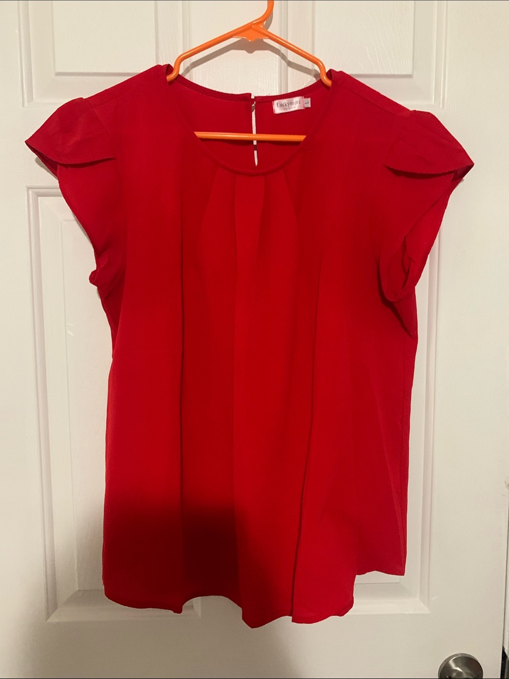 Lucky more Red Short-Sleeve Pleated Women's Top